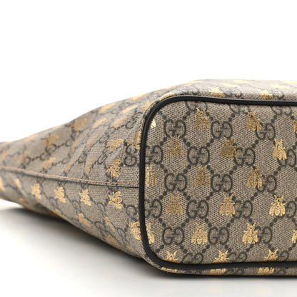 Gucci Soft GG Supreme Monogram Bees Small Crossbody Tote Beige Oro Black 8 of 9