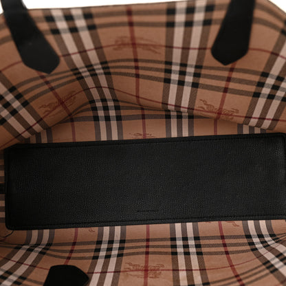Burberry Grainy Calfskin Haymarket Check Medium Reversible Tote Black 8 of 21