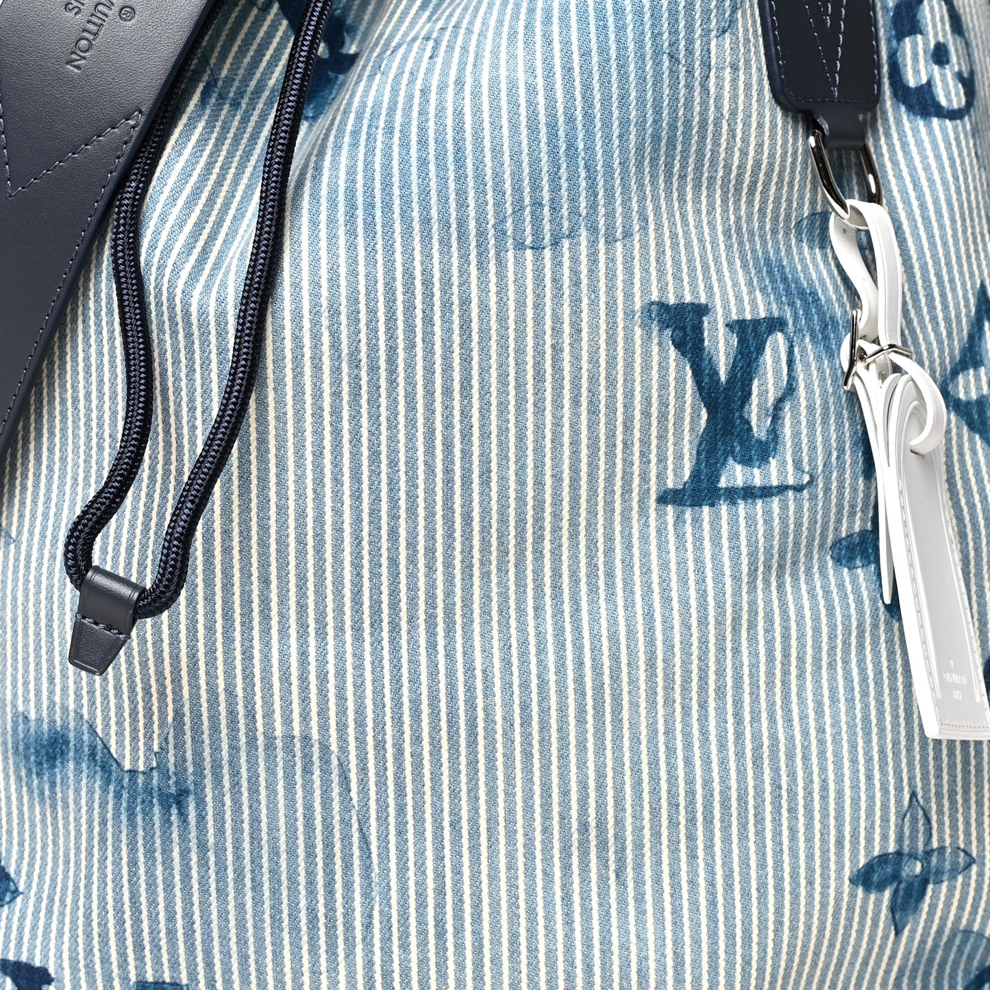Hickory Stripes Denim Monogram Watercolor Sac Marin Blue