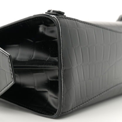 Balenciaga Semi Shiny Calfskin Crocodile Embossed Neo Classic Black Hardware Mini City Black 9 of 15