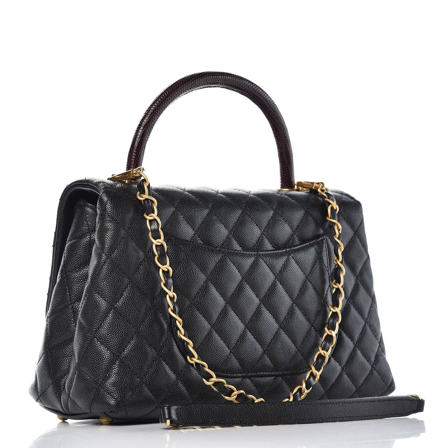 Chanel Caviar Lizard Quilted Small Coco Handle Flap Black 3 of 9