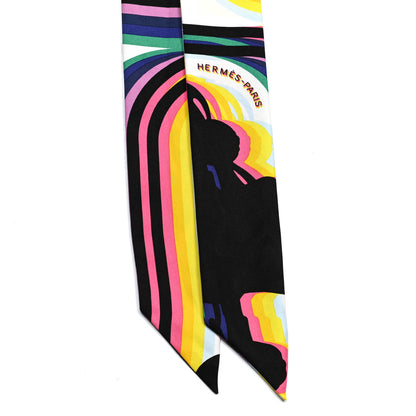 Hermes Silk Brides De Gala Shadow Twilly Black Jaune Multicolor 2 of 4