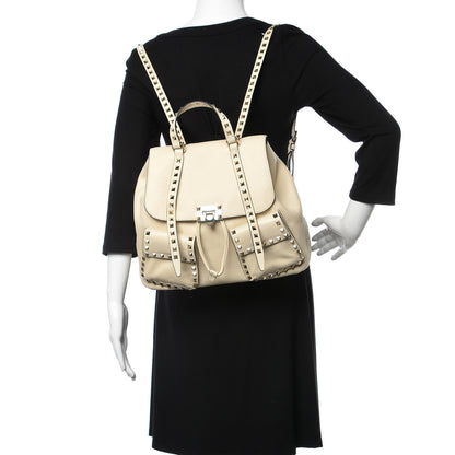 Valentino Garavani Pebbled Calfskin Rockstud Double Pocket Backpack Ivory 2 of 9