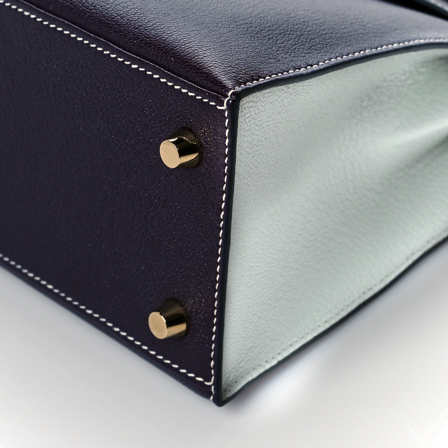 Hermes Chevre Mysore Horseshoe Kelly Sellier 25 Raisin Gris Mouette 10 of 10