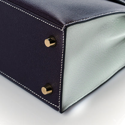 Hermes Chevre Mysore Horseshoe Kelly Sellier 25 Raisin Gris Mouette 10 of 10