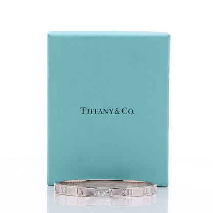 Tiffany 18K White Gold Diamond Atlas Closed Hinged Bangle Bracelet 7 of 7