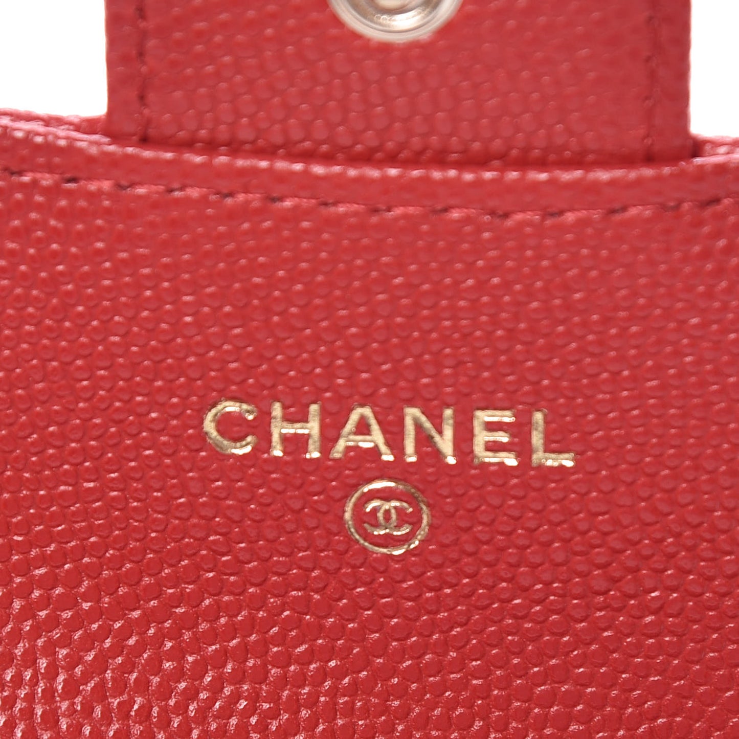 Caviar Quilted Flap Card Holder Wallet Red