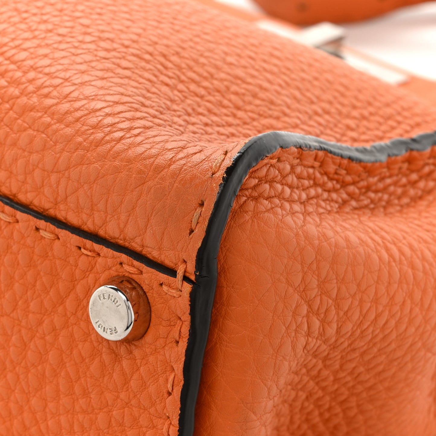 Cuoio Romano Selleria Bi-Color Medium Peekaboo Iconic Satchel Orange Stone