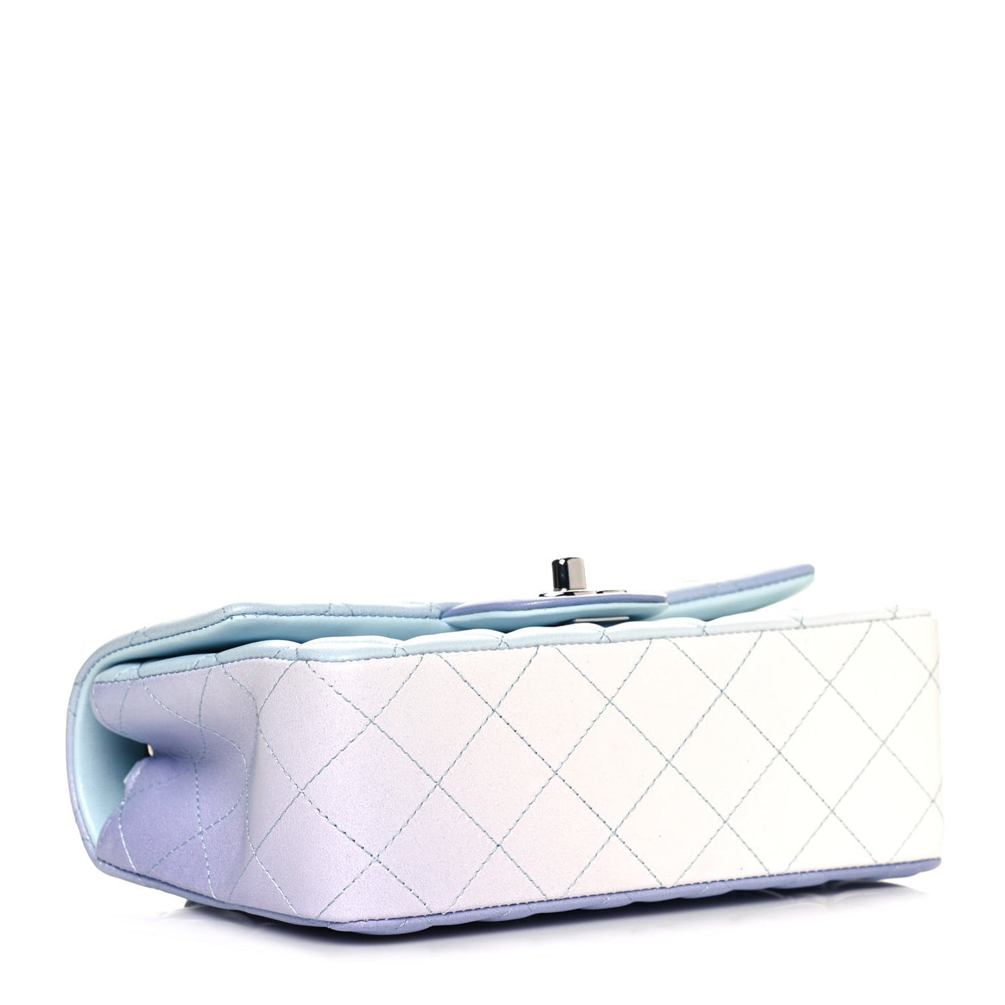 Perforated Lambskin Quilted Mini Rectangular Flap Light Blue Light Purple White
