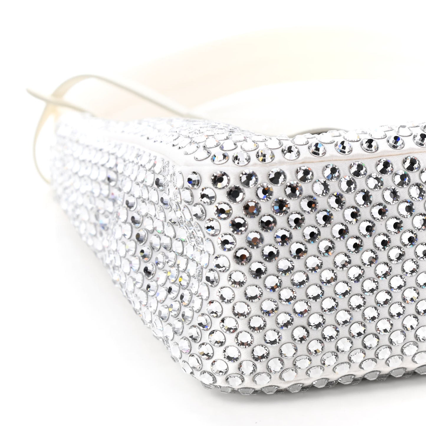 Satin Crystal Mini Re-Edition 2000 Bag White