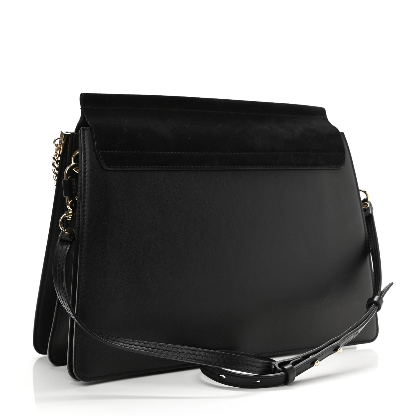 Suede Calfskin Medium Faye Shoulder Bag Black