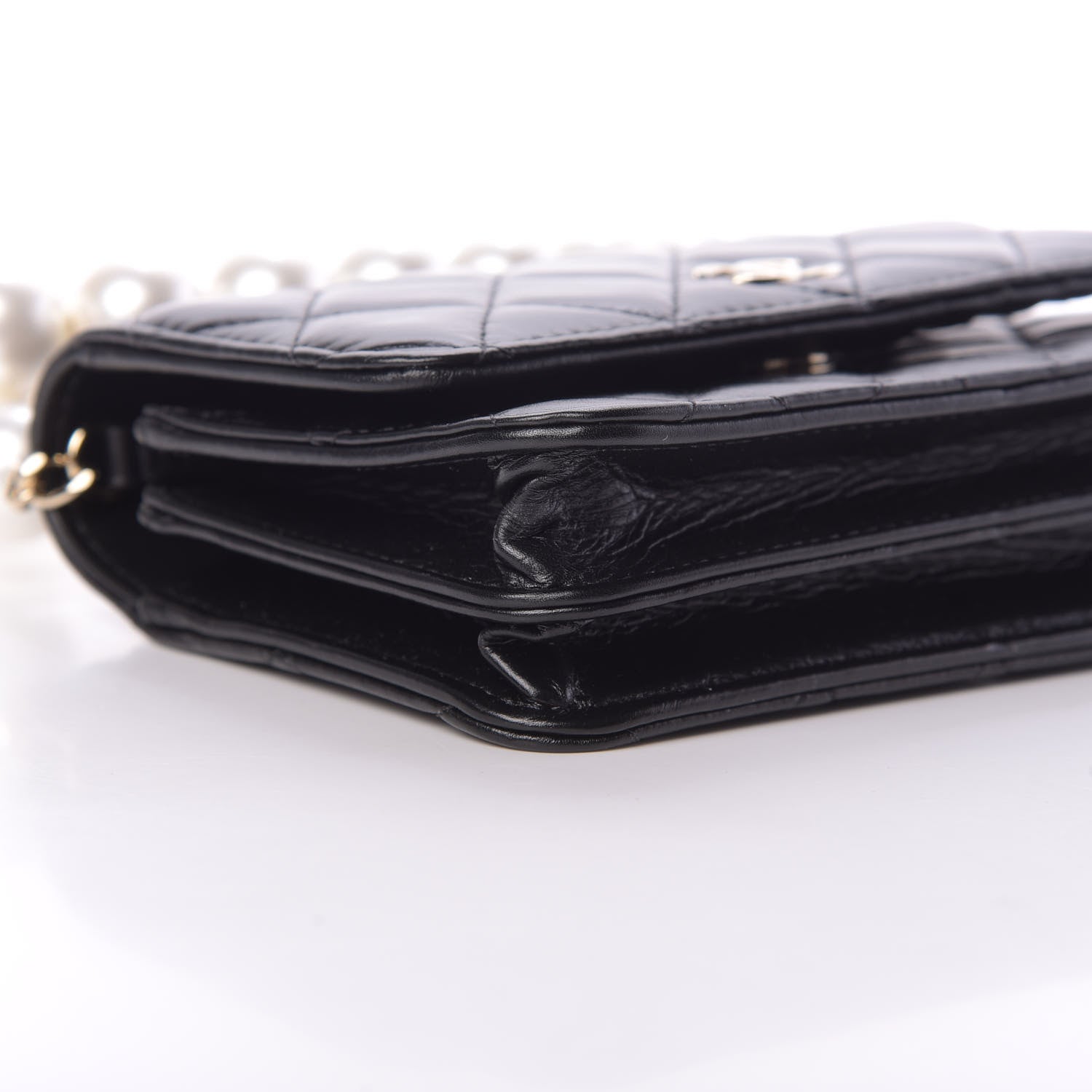 Chanel Calfskin Quilted Mini Maxi Pearls Wallet On Chain WOC Black 9 of 11