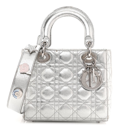 Christian Dior Metallic Grained Calfskin Cannage Small Lucky Badges My Lady Dior Silver 1 of 14