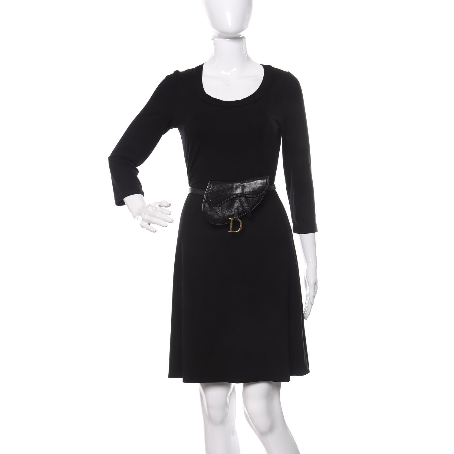 Christian Dior Ostrich Saddle Belt Bag Black 2 of 13