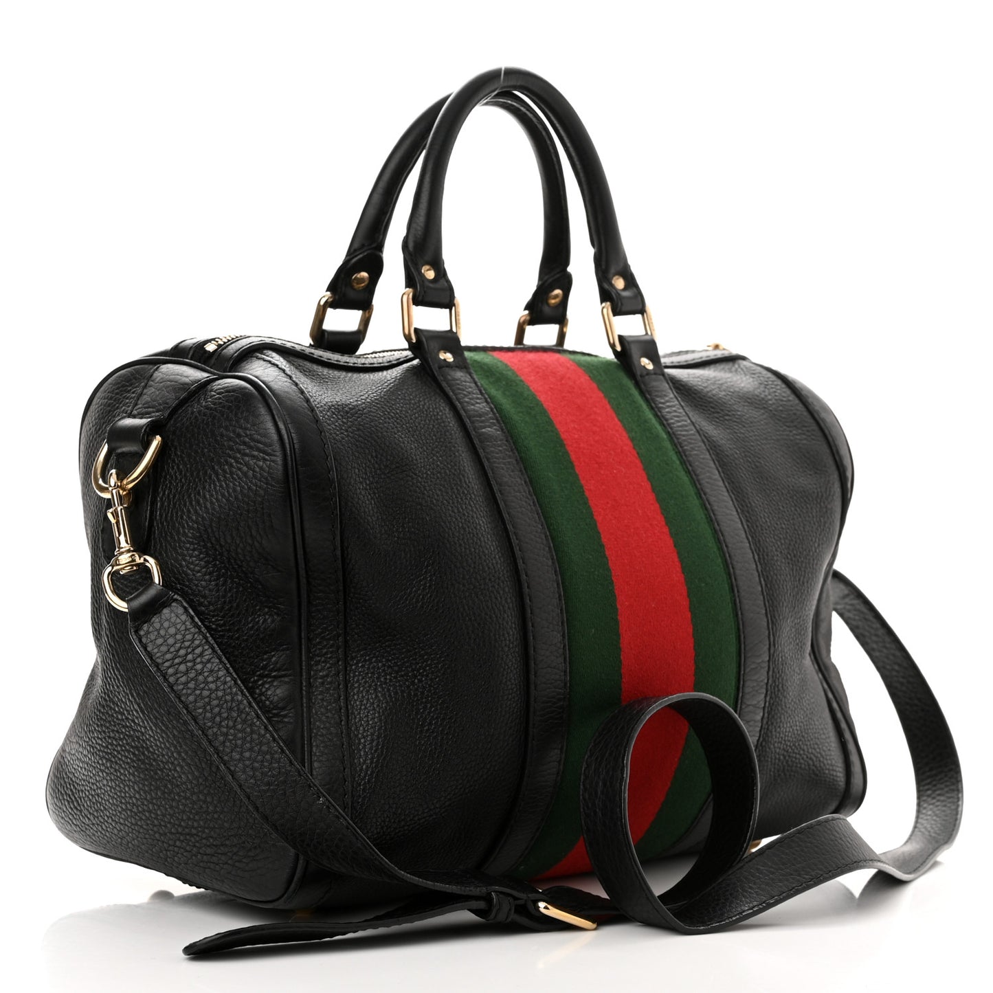 Calfskin Vintage Web Medium Boston Black