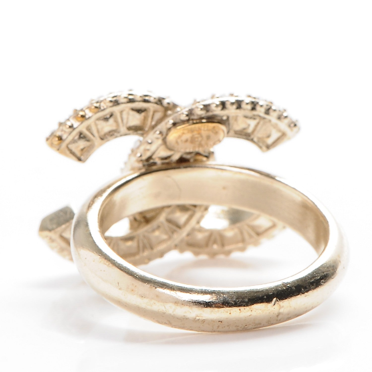 Chanel Crystal CC Ring 52 6 Gold 3 of 4