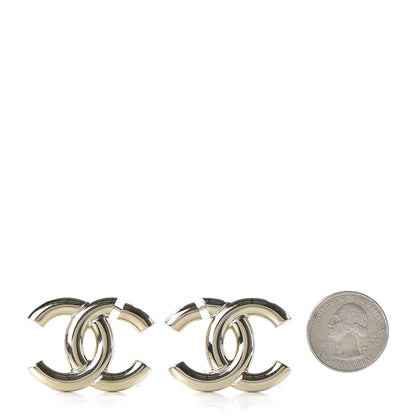 Chanel Metal Large CC Earrings Light Gold 2 of 5