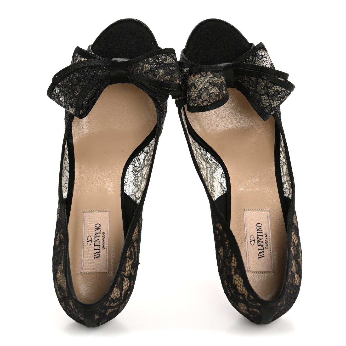 Satin Lace Couture Bow Peep Toe Low Heel Pumps 39.5 Black