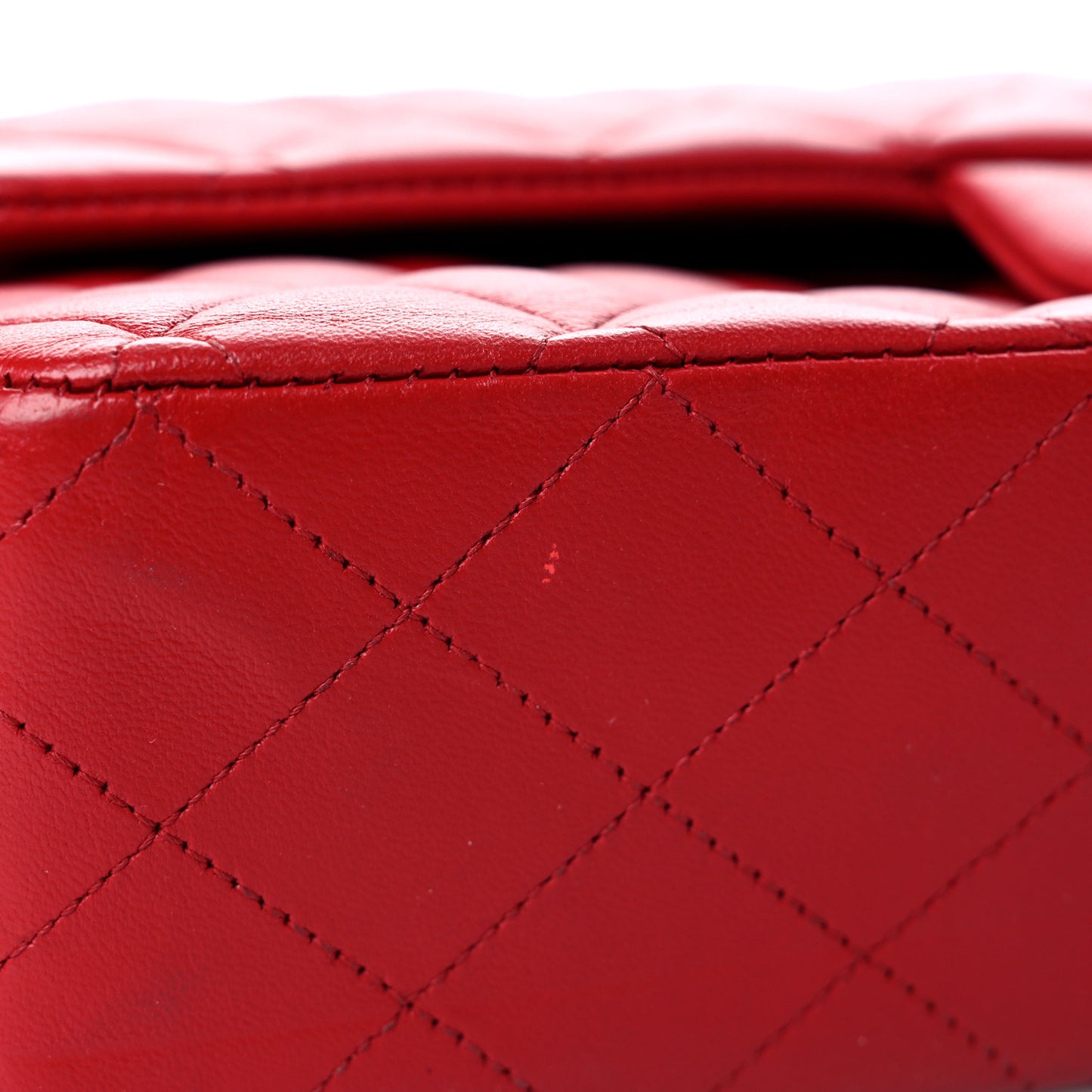Lambskin Quilted Medium Double Flap Red