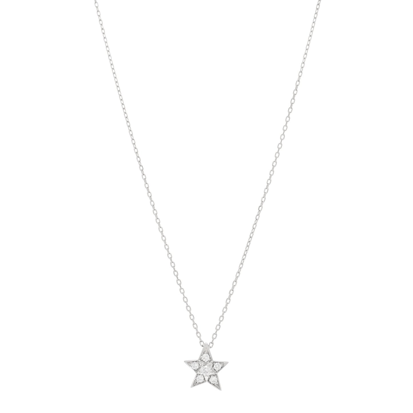 18K White Gold Diamond Small Comete Geode Pendant Necklace