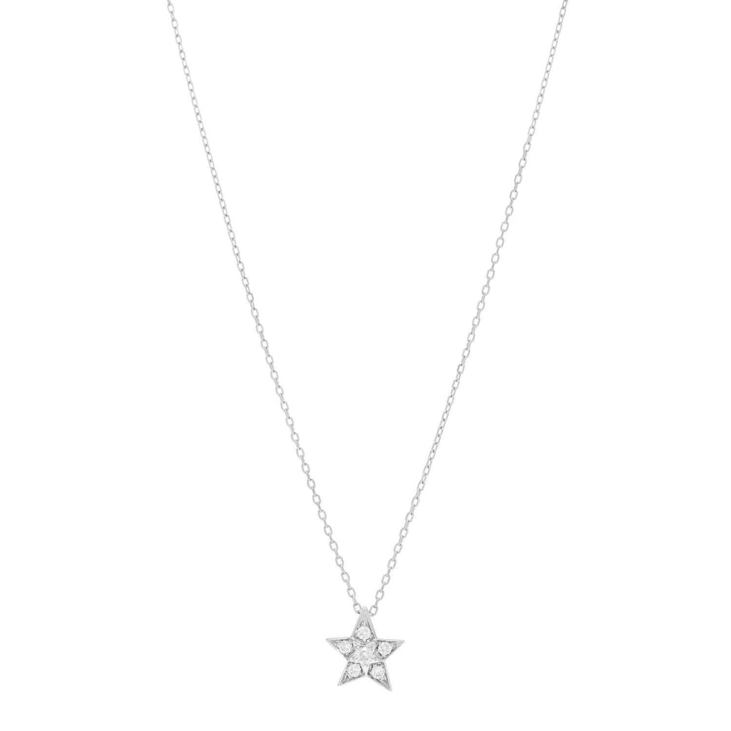 Chanel 18K White Gold Diamond Small Comete Geode Pendant Necklace 1 of 5