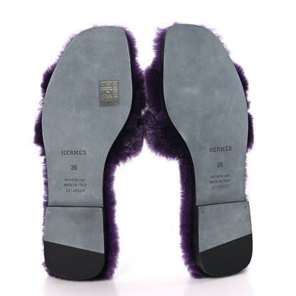 Hermes Woolskin Oran Sandals 36 Violet Fonce 5 of 8
