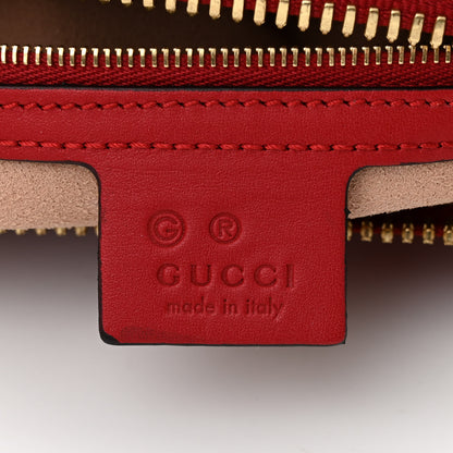 Gucci GG Supreme Monogram Blooms Medium Zippered Bucket Tote Beige Blue Navy Hibiscus Red 6 of 12