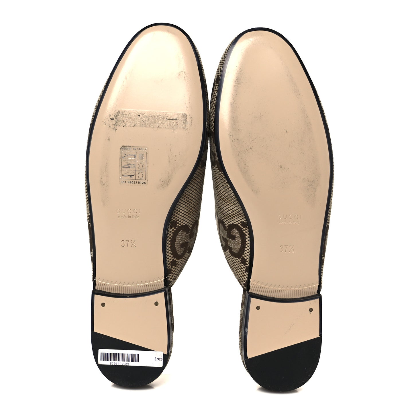 Monogram Jumbo GG Malaga Kid Womens Princetown Slippers 37.5 Camel Ebony New Acero Beige
