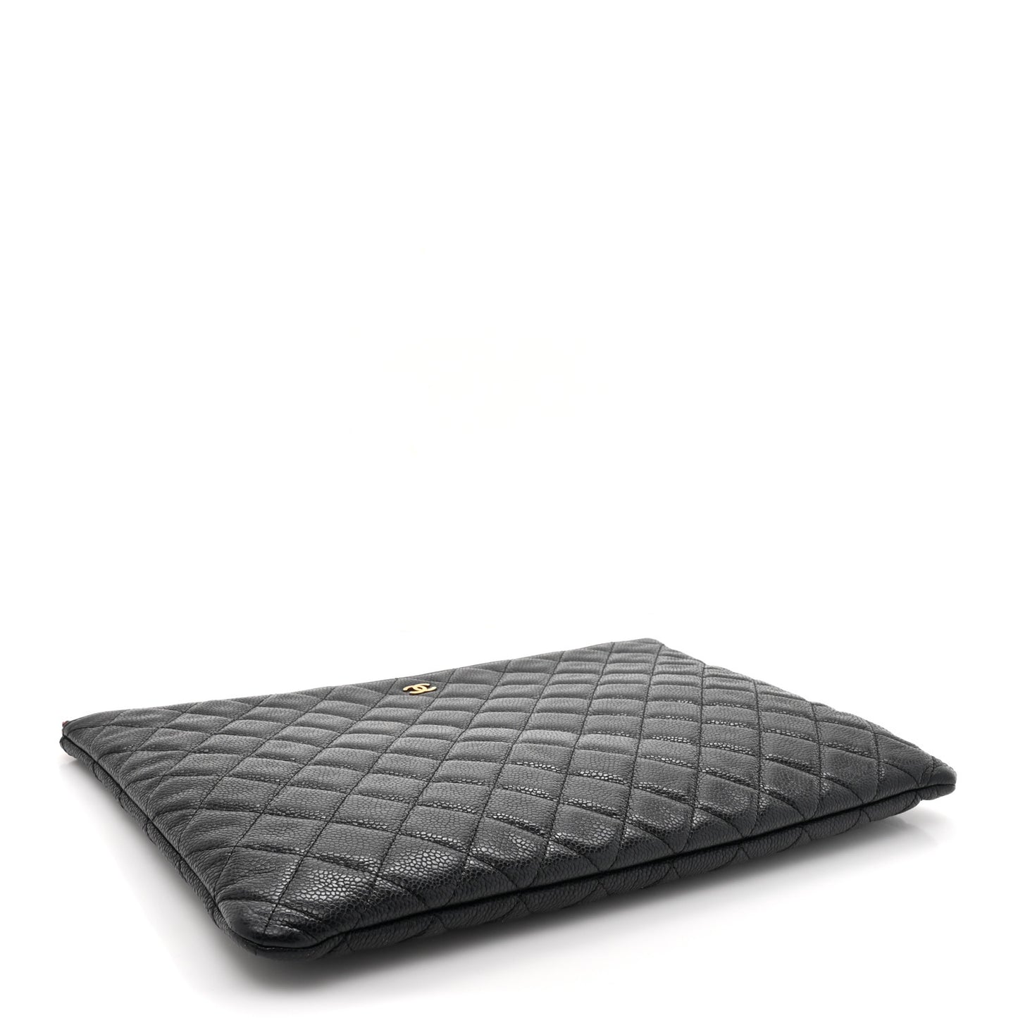Caviar Quilted Large Cosmetic Case Black