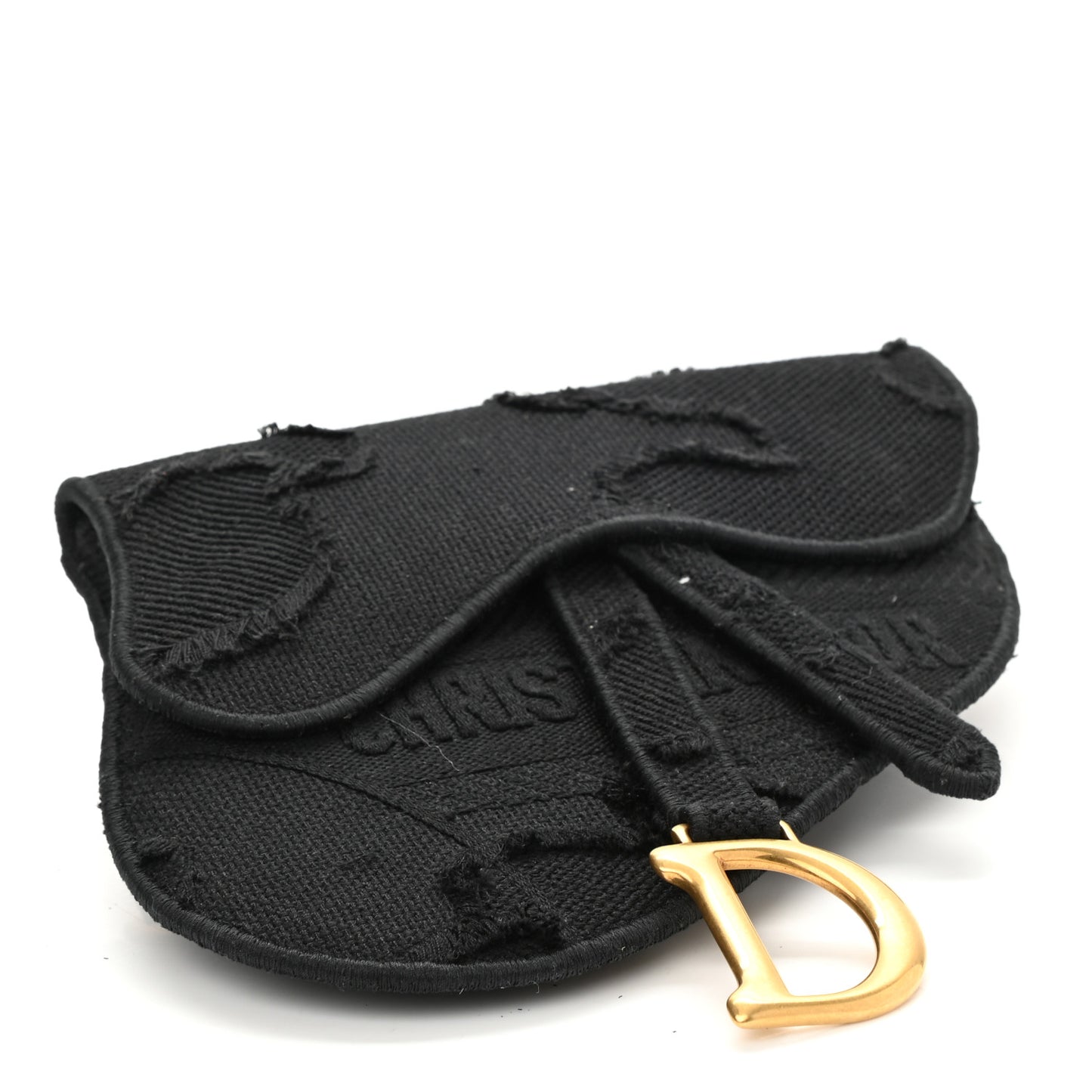 Canvas Embroidered Camouflage Saddle Belt Bag Black