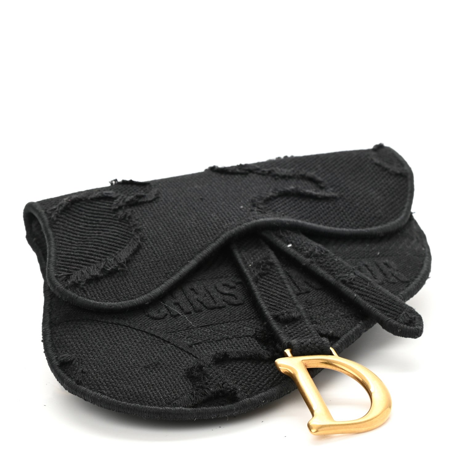 Christian Dior Canvas Embroidered Camouflage Saddle Belt Bag Black 4 of 8