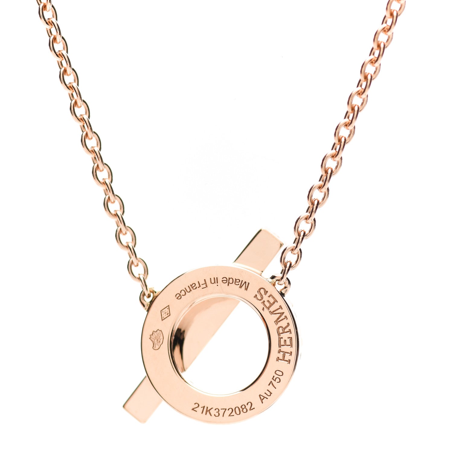 Hermes 18K Rose Gold Diamond Finesse Pendant Necklace 4 of 5