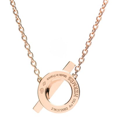 Hermes 18K Rose Gold Diamond Finesse Pendant Necklace 4 of 5