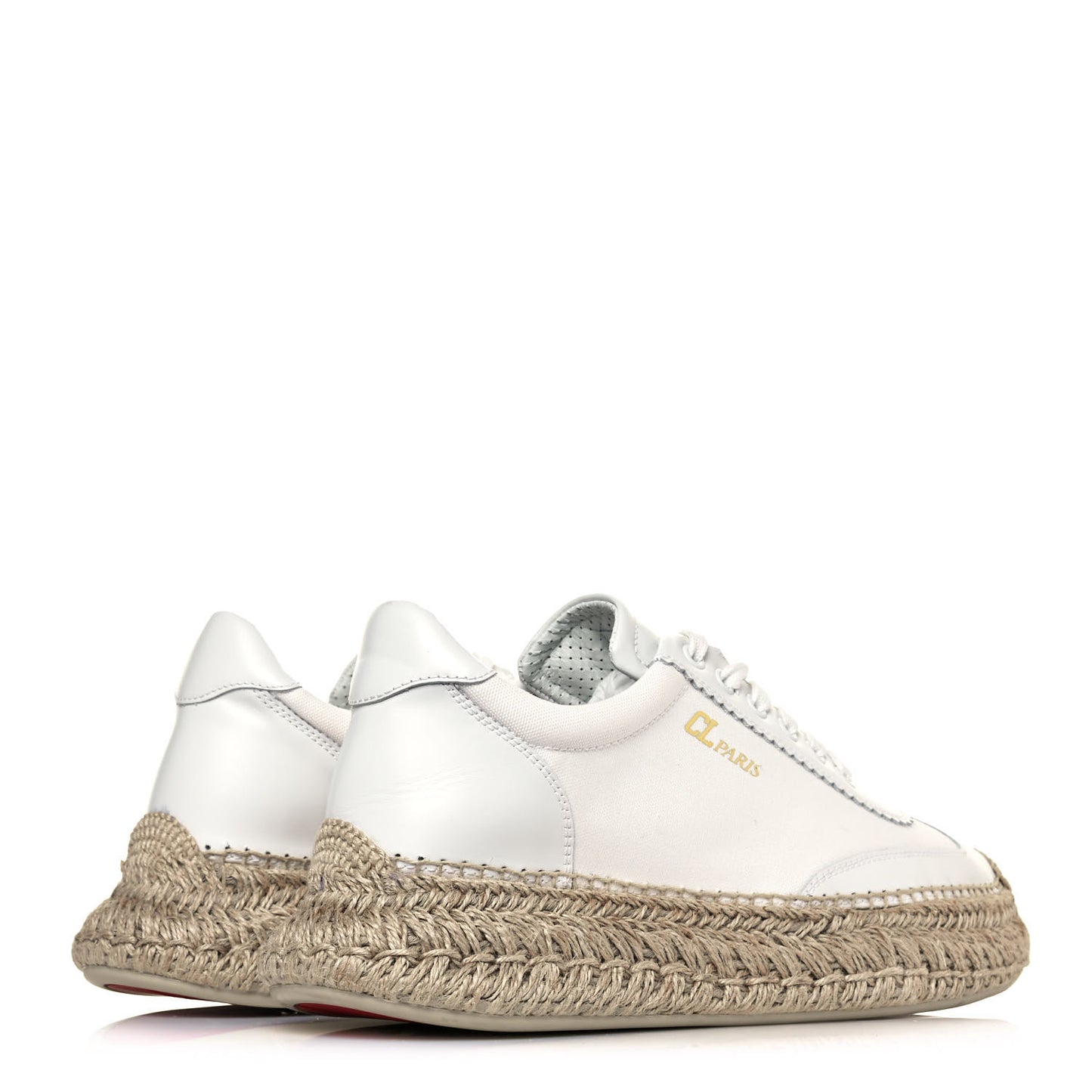 Toile Calfskin Espasneak Flat Sneaker 40 Ivory