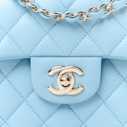 Chanel Caviar Quilted Small Double Flap Light Blue 9 of 12