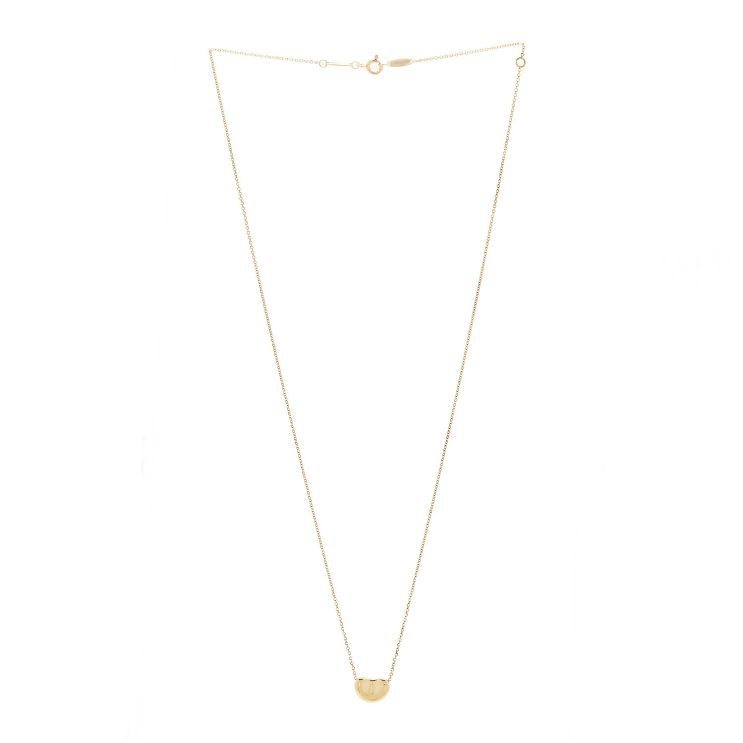 Tiffany 18K Yellow Gold 11mm Elsa Peretti Bean Pendant Necklace 3 of 4