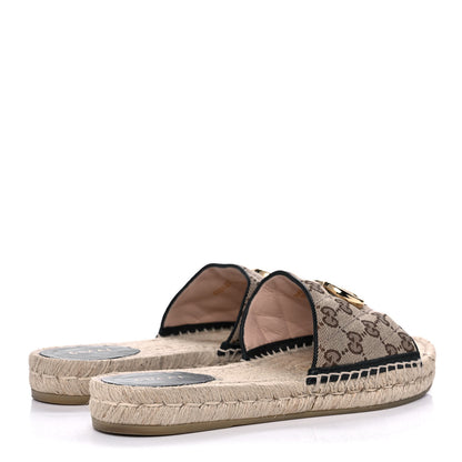 Gucci Monogram Matelasse GG Marmont Espadrille 20mm Slide Sandals 38 Beige Ebony Black 4 of 11