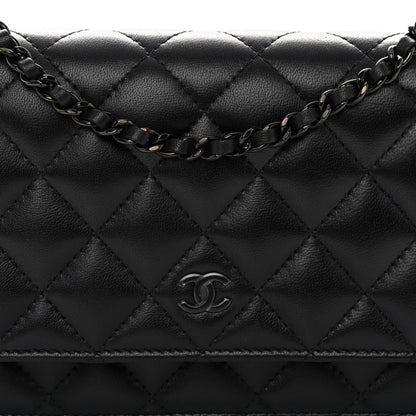 Chanel Lambskin Quilted Wallet On Chain WOC So Black 8 of 10