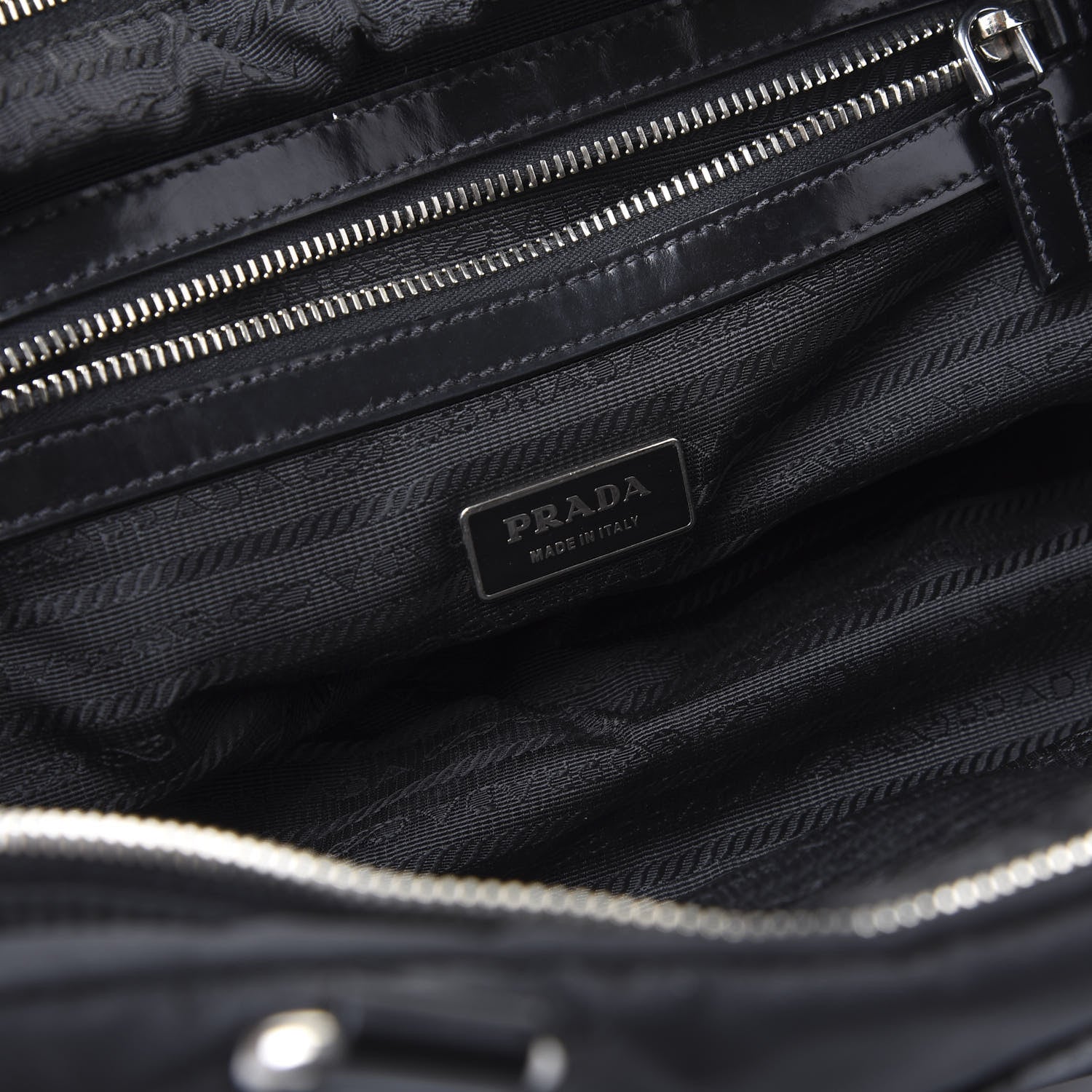 Prada Tessuto Nylon Calfskin Logo Shoulder Bag Black 5 of 8