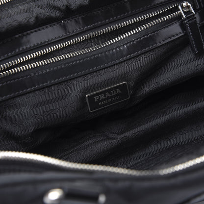 Prada Tessuto Nylon Calfskin Logo Shoulder Bag Black 5 of 8