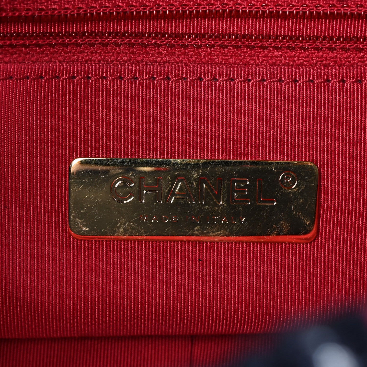 Chanel Tweed Quilted Large Chanel 19 Flap Navy Blue White Red 7 of 10