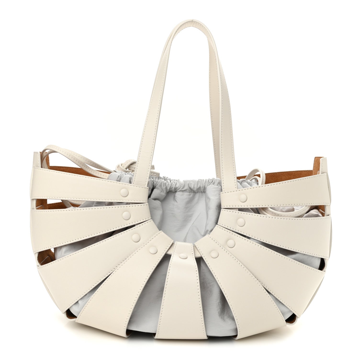 Bottega Veneta French Calfskin Shell Bag White Frost 1 of 13