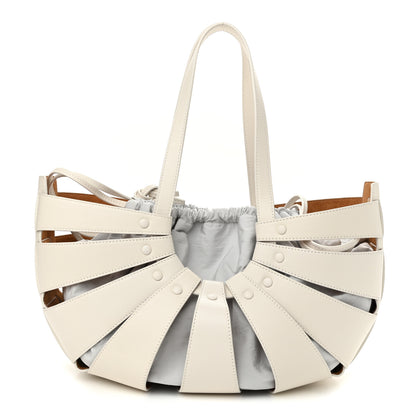 Bottega Veneta French Calfskin Shell Bag White Frost 1 of 13