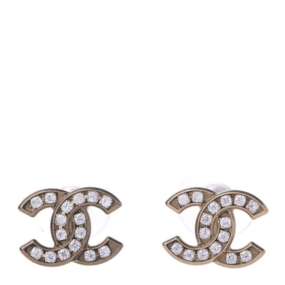 Chanel Crystal CC Earrings Gold 1 of 6