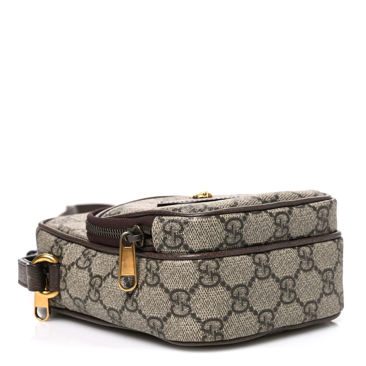 Gucci GG Supreme Monogram Mini Neo Vintage Double Zip Messenger Bag Beige New Acero Crop 4 of 10