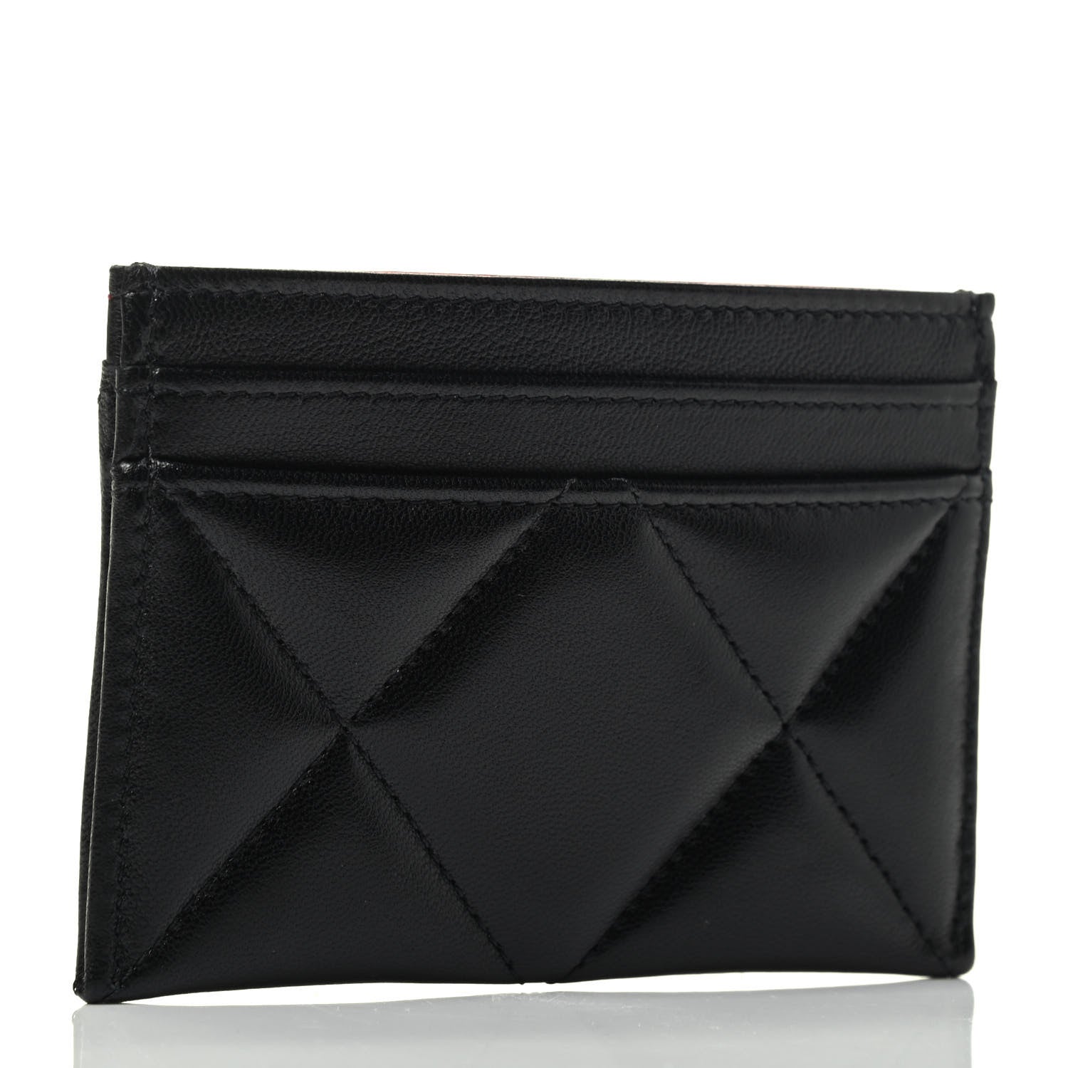 Chanel Shiny Goatskin Quilted Chanel 19 Card Holder Black 2 of 4