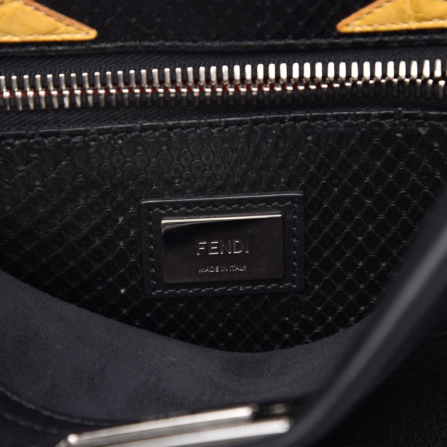 Vitello Seta Python Crocodile Monster Eyes Medium Peekaboo Iconic Satchel Black Girasole