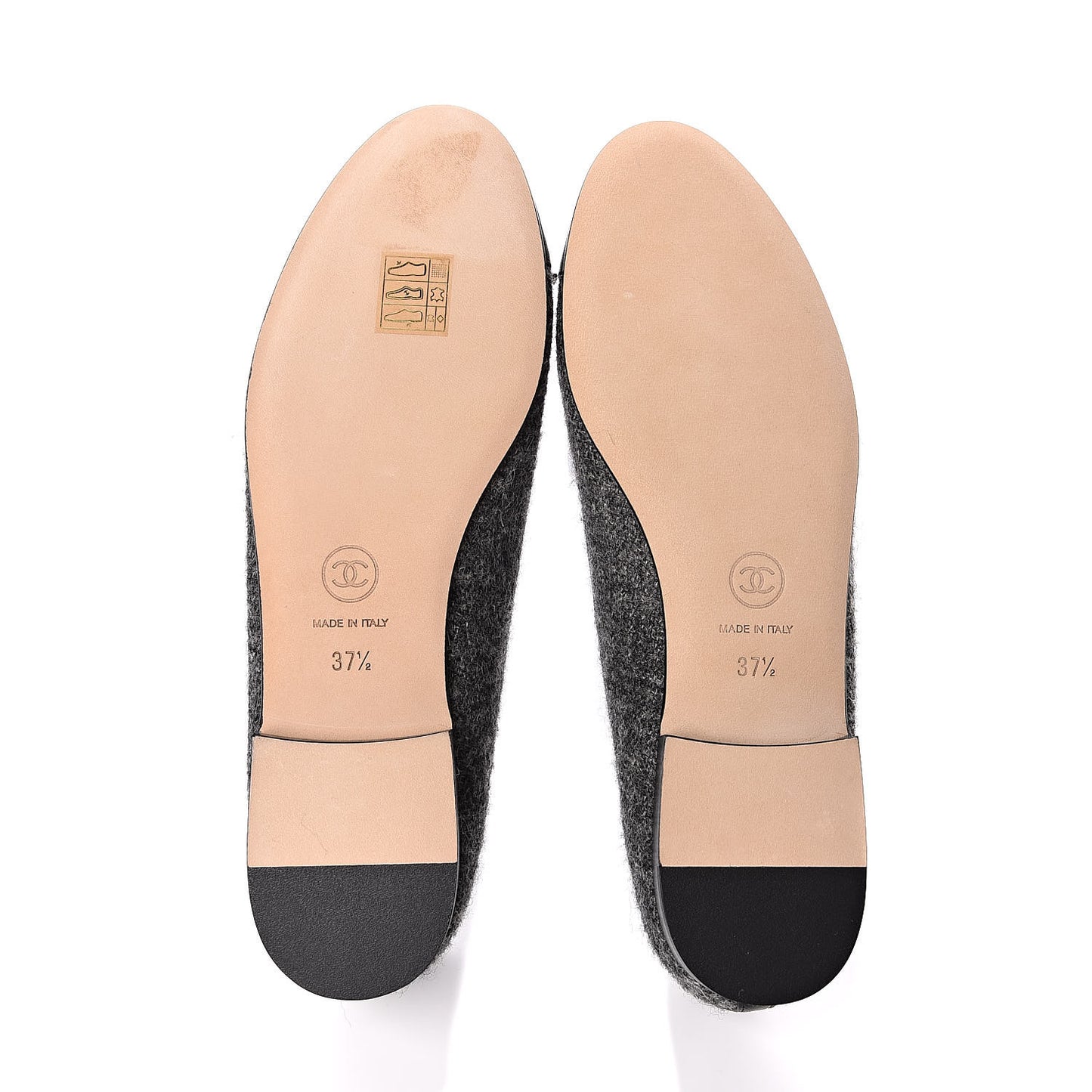 Tweed Grosgrain Cap Toe Ballerina Flats 37.5 Dark Grey Black