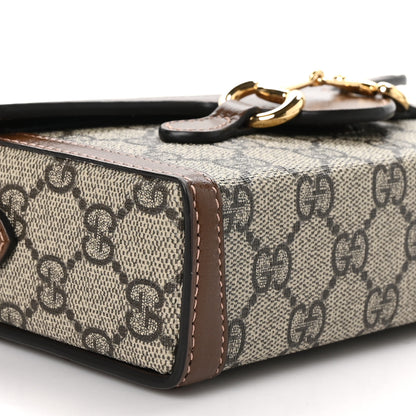 Gucci GG Supreme Monogram Textured Dollar Calfskin Mini Horsebit 1955 Shoulder Bag Beige Brown Sugar 9 of 10