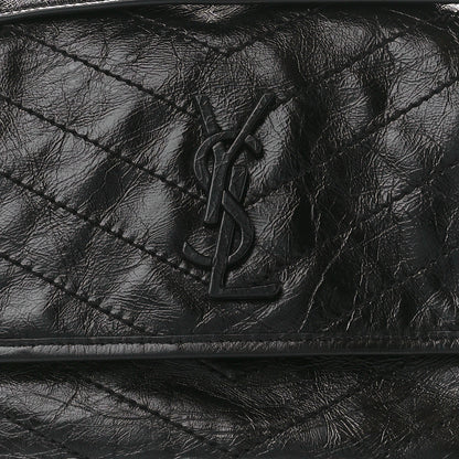 Saint Laurent Crinkled Calfskin Matelasse Monogram Medium Niki Chain Satchel Black 9 of 12